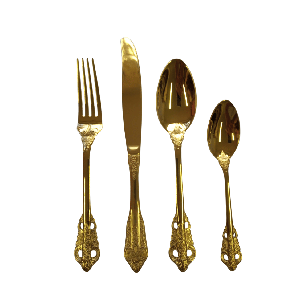 Antique Gold Cutlery Set (4 piece set) Qube Luxe