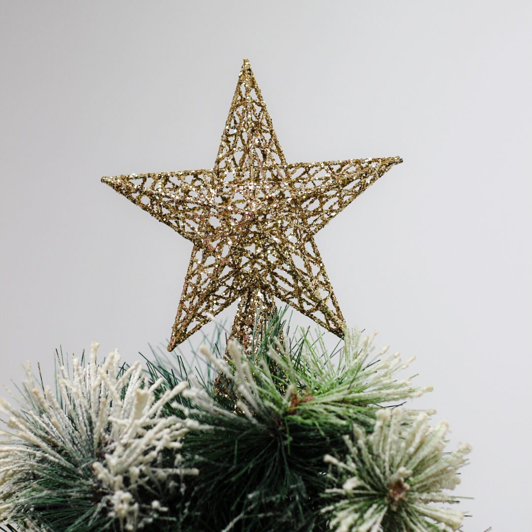 Gold Glitter Star Tree Topper Christmas Tree Decoration (18 cm) – Qube Luxe