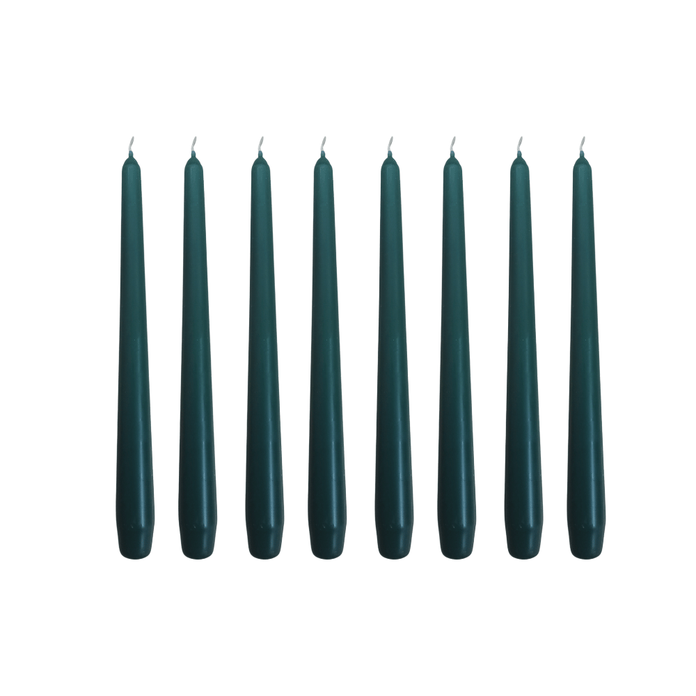 Taper Candles Pack of 8 (Dark Green) Qube Luxe
