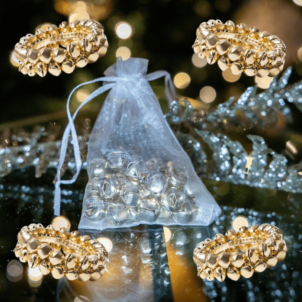 Jingle Bell Napkin Rings and Scatter of Bells Set of 4